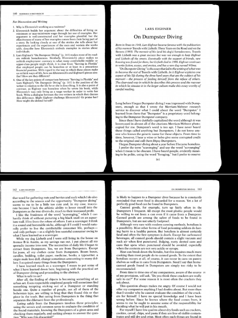 Lars Eighner On Dumpster Diving PDF