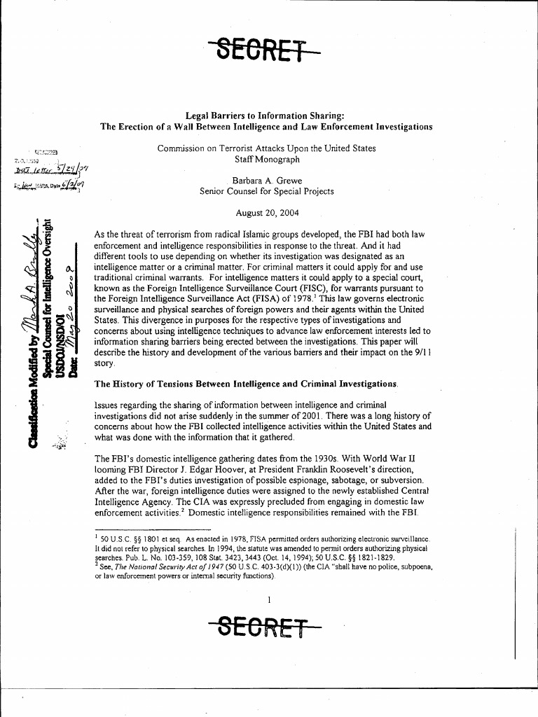The Erection of a Wall Between Intelligence and Law Enforcement