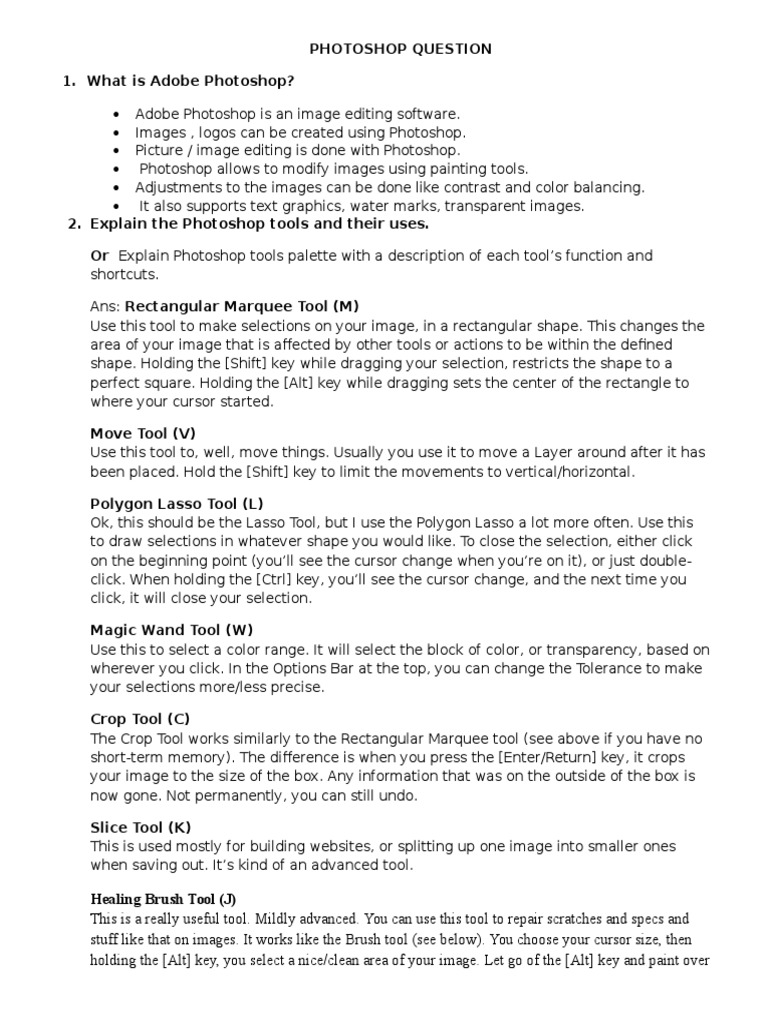 Question With Answer PDF Adobe Graphic Design