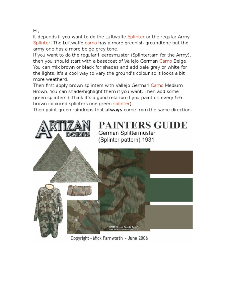 Painting Army Splinter Camouflage | PDF