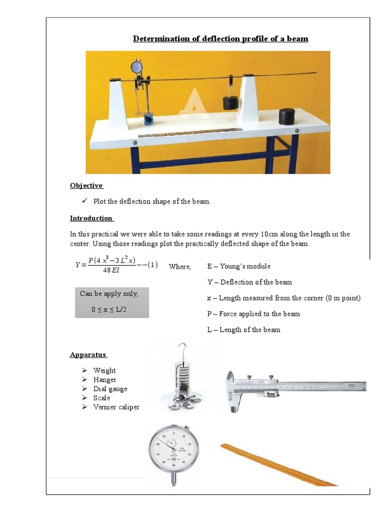 Determination of Deflection Profile of A Beam: Objective | PDF ...