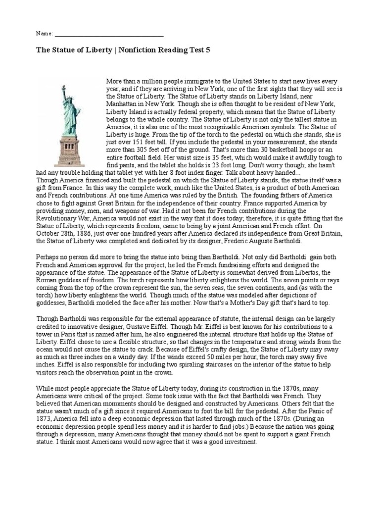 describe statue of liberty essay