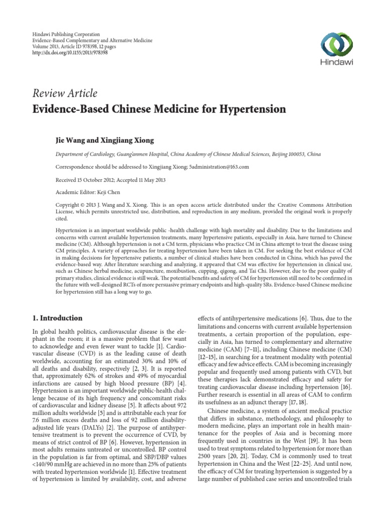 Evidence Based Chinese Medicine Hypertension PDF Qigong