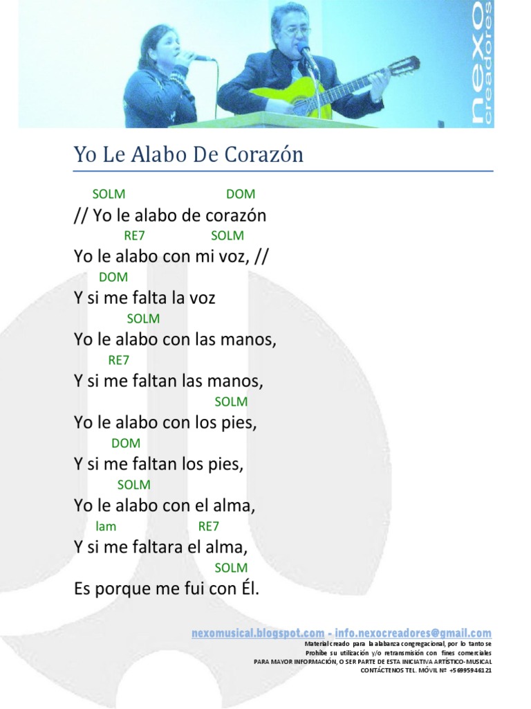 Letra y acordes: Yo le alabo de corazón | PDF