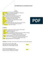 DETERMINATION: Romeo and Juliet Final Assessment Review Sheet