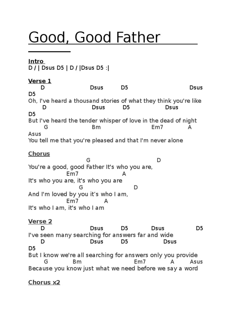 Good Good Father Chords PDF