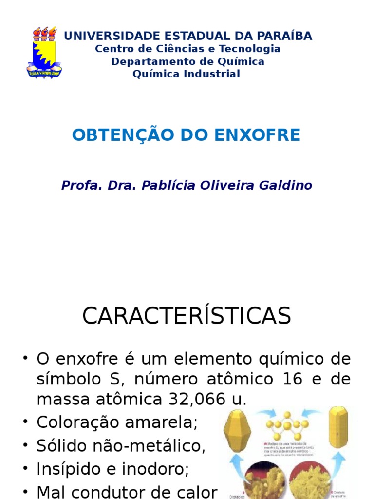 Características e Aplicações do Enxofre | PDF | Ácido sulfúrico | Enxofre