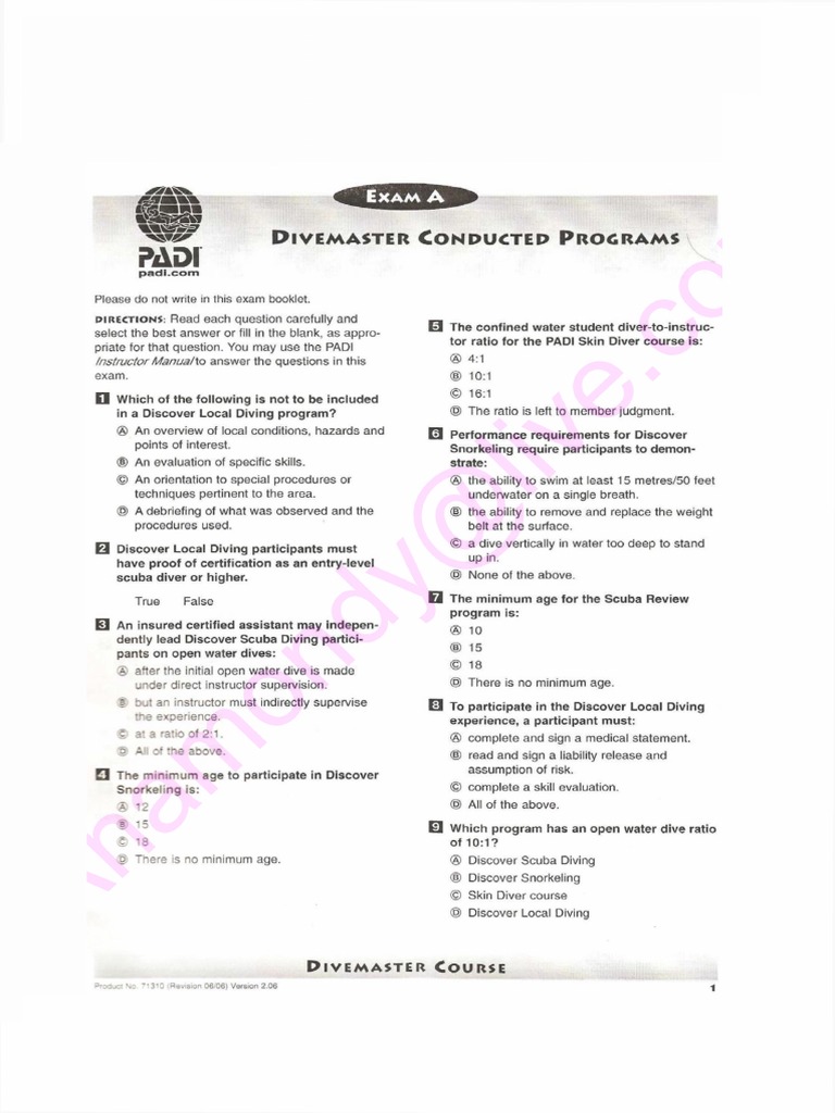 Ssi Deep Diving Test Answers