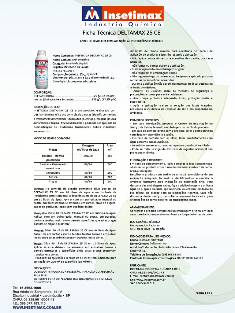 Inseticida Deltamax 25 CE: Uso e Dosagem | PDF | Embalagem e rotulagem ...