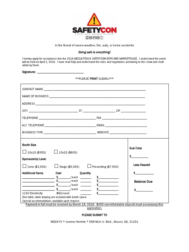 SafetyCon Expo 2016 Application Form | PDF | Business