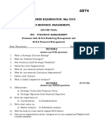 M.B.A. Degree Examination, May 2015: (Human Resource Management)