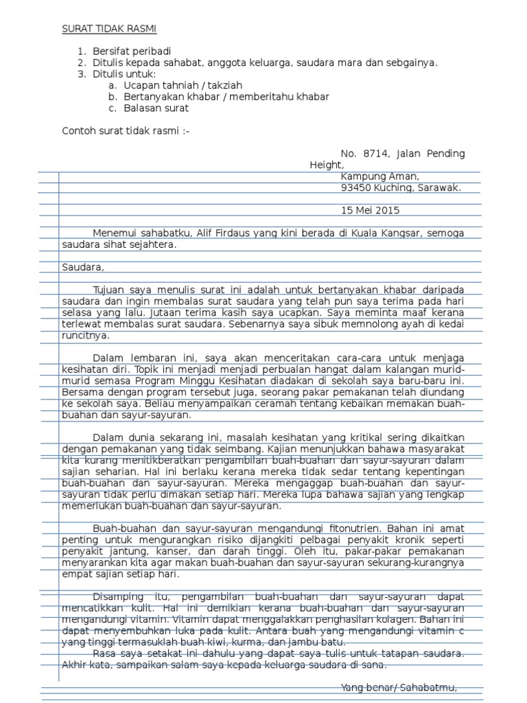 Surat Tidak Rasmi | PDF