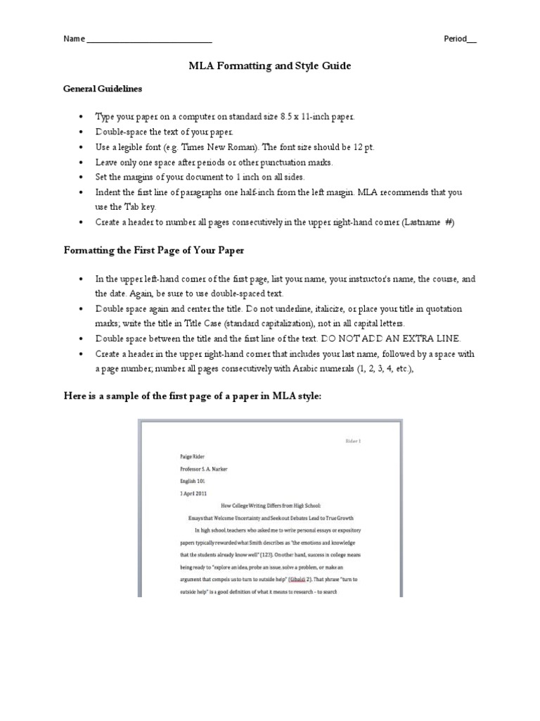 Mla style essay outline picture