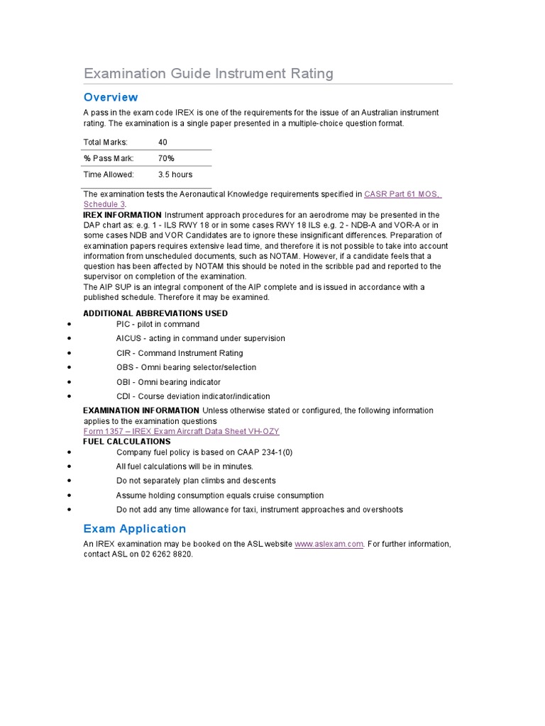 Examination Guide Instrument Rating | PDF