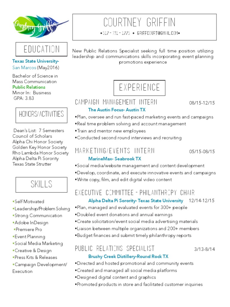 Marketing and PR Intern Resume | PDF