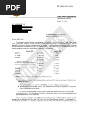 Samir Khan February 16 Pdf Freedom Of Information Act United States Discovery Law