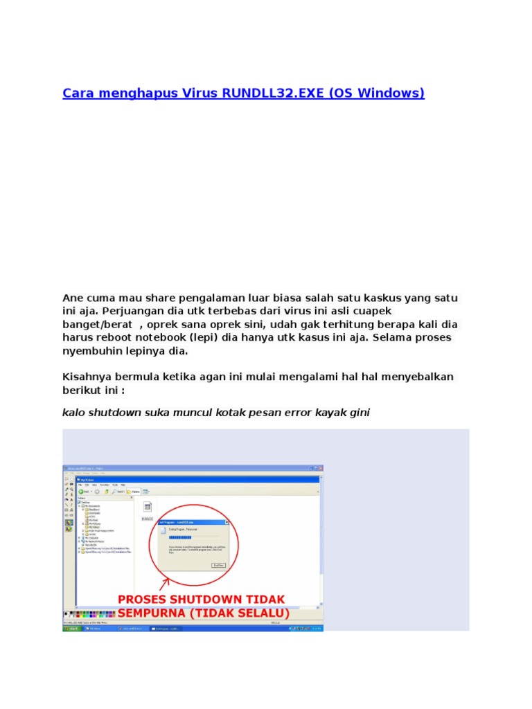Hapus Virus RUNDLL32.EXE di Windows | PDF