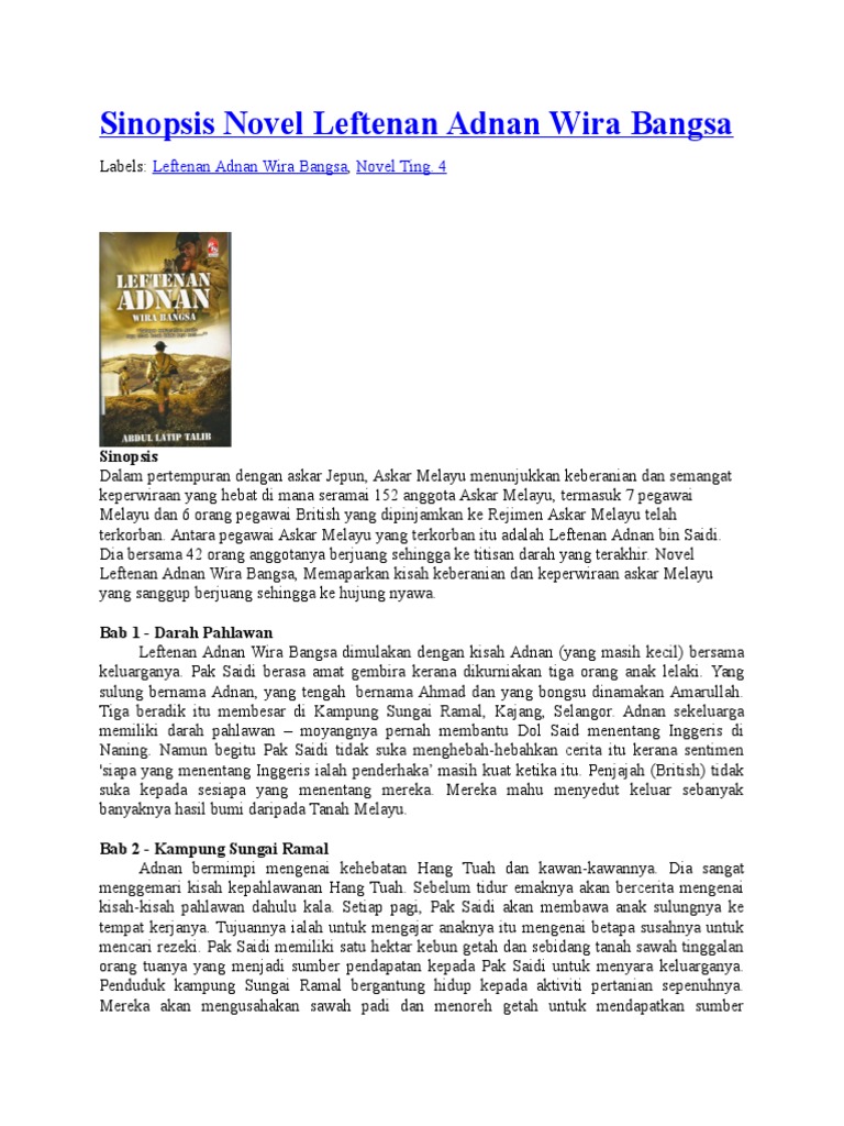 Novel Leftenan Adnan Latar Tempat