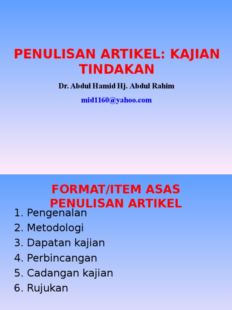 Penulisan Artikel Kajian Tindakan Pdf