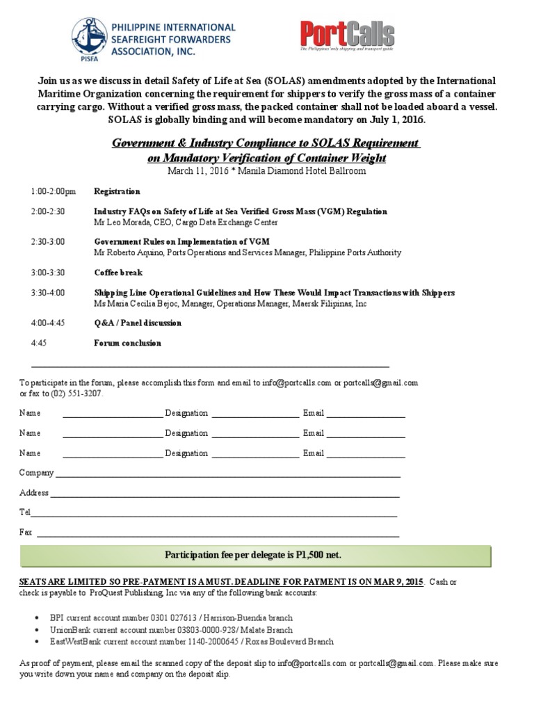 Registration Form Mar 11 SOLAS Forum | PDF | Business | Technology ...