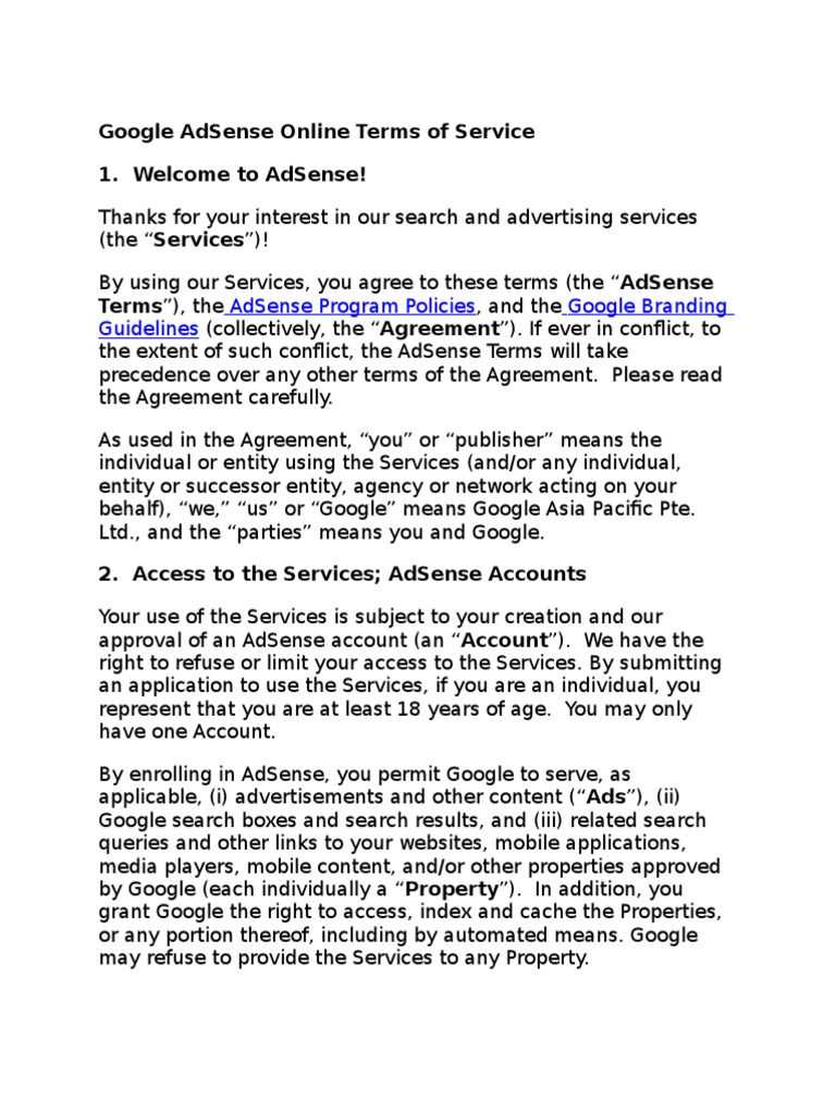 Google AdSense Online Terms of Service | PDF | Ad Sense | Arbitration