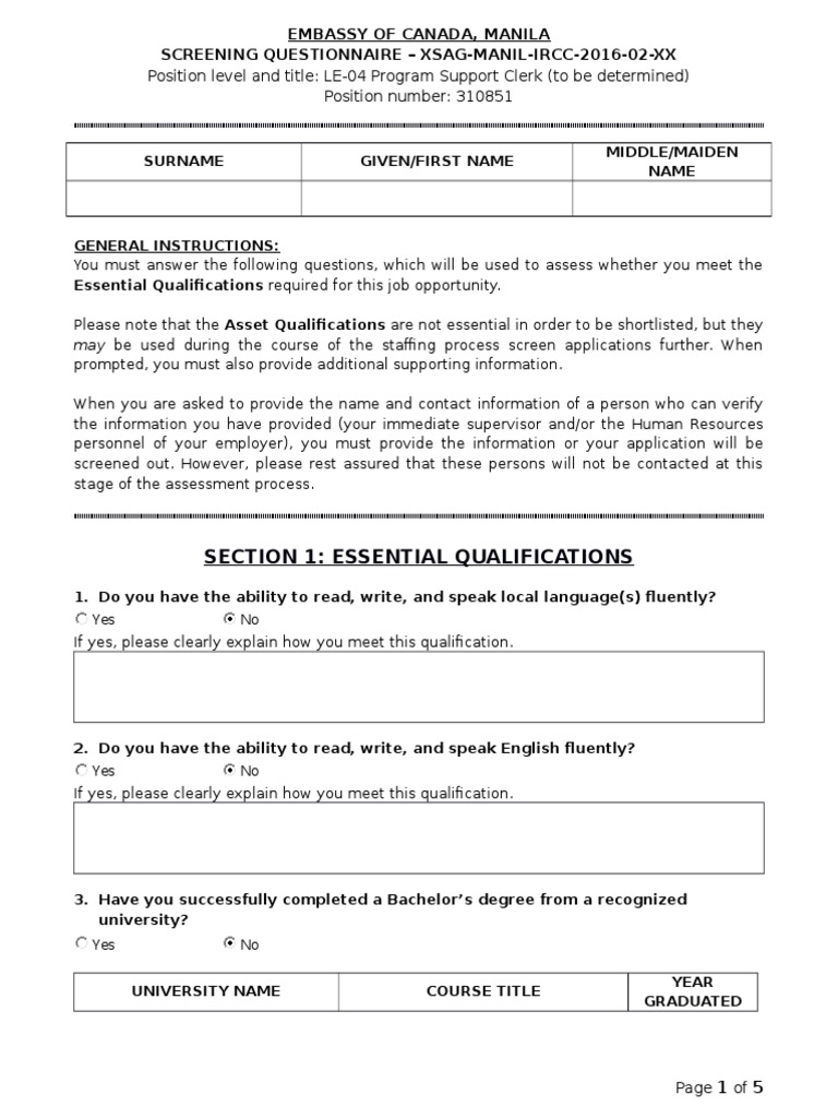 LE-04 Screening Questionnaire | PDF | Microsoft Outlook | Email