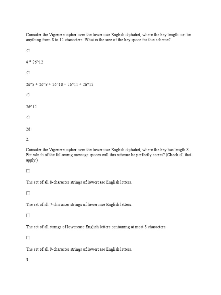 Vigenere Cipher Key Space Analysis | PDF | Cipher | Key (Cryptography)