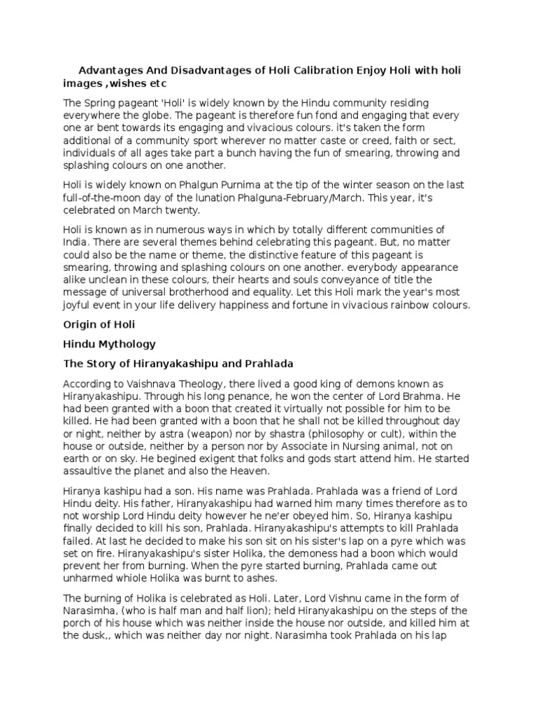 holi festival advantages and disadvantages