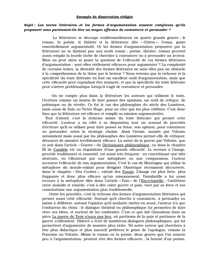 Exemple De Dissertation Redigee Pdf Romans Fable