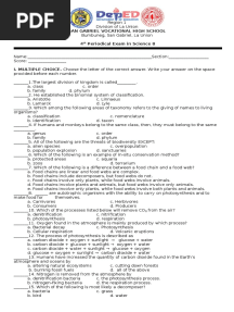 Science 8 4th Periodical Exam