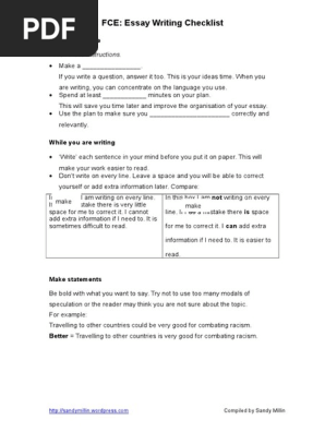 Essay Writing Checklist | PDF | Grammatical Number | Verb