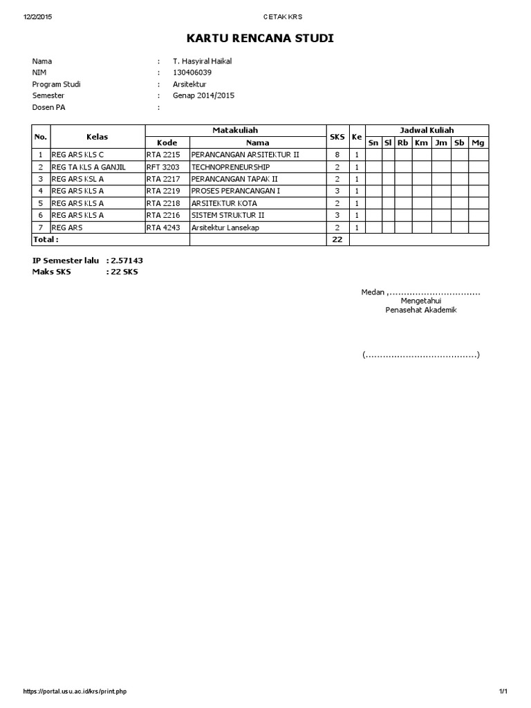 Cetak KRS A | PDF