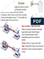 Torsion: twisting of a straight bar when loaded by moments