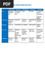 Ms. Leksell's Weekly Lesson Plans