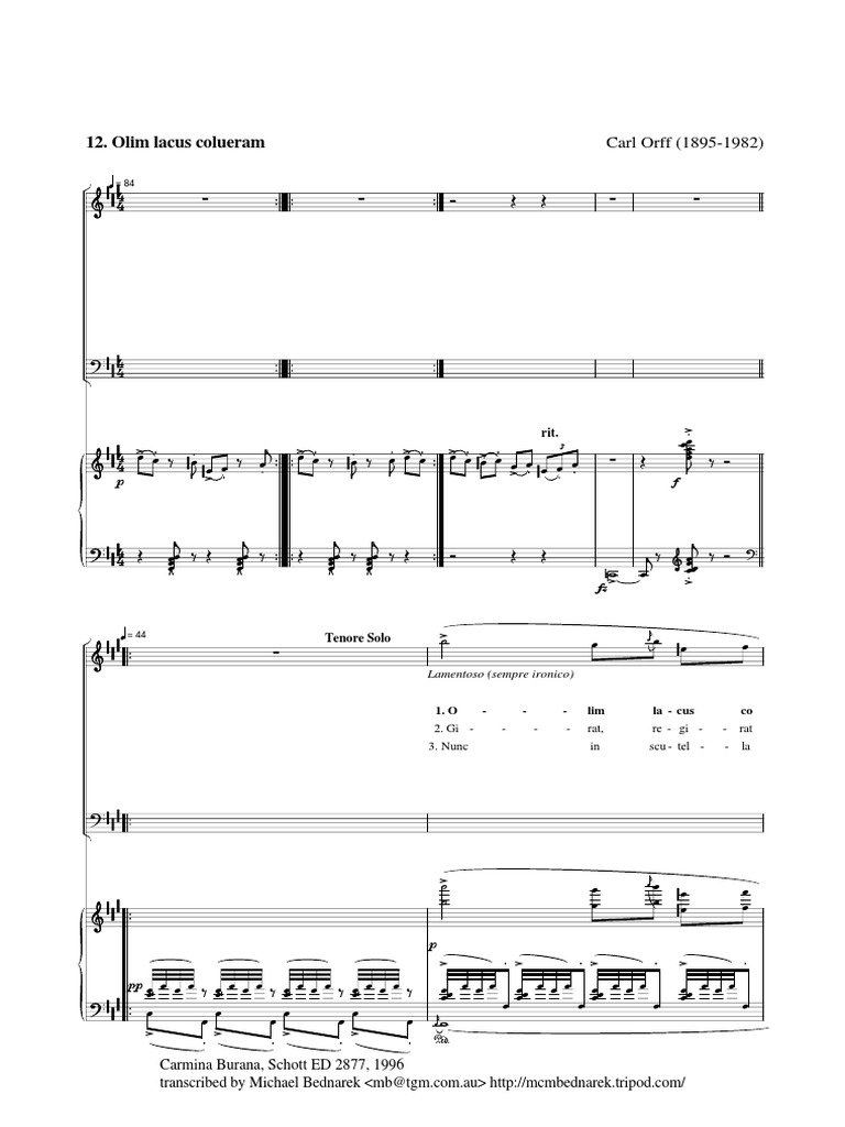 Carmina Burana Pdf Musique Classique Compositions