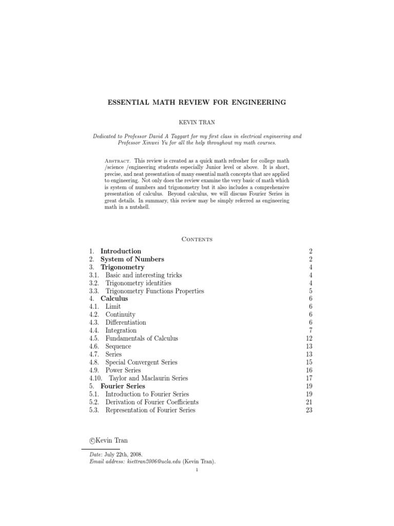 Engineering Math Review | PDF | Numbers | Series (Mathematics)