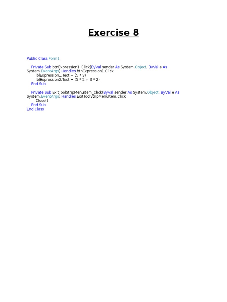 Visual Basic Expression Calculation Example | PDF | Computers