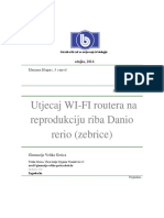Utjecaj WI FI Routera Na Reprodukciju Riba Danio Rerio Zebrice