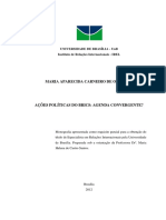 Maria Aparecida Carneiro de Oliveira: Universidade de Brasília - Unb Instituto de Relações Internacionais - IREL