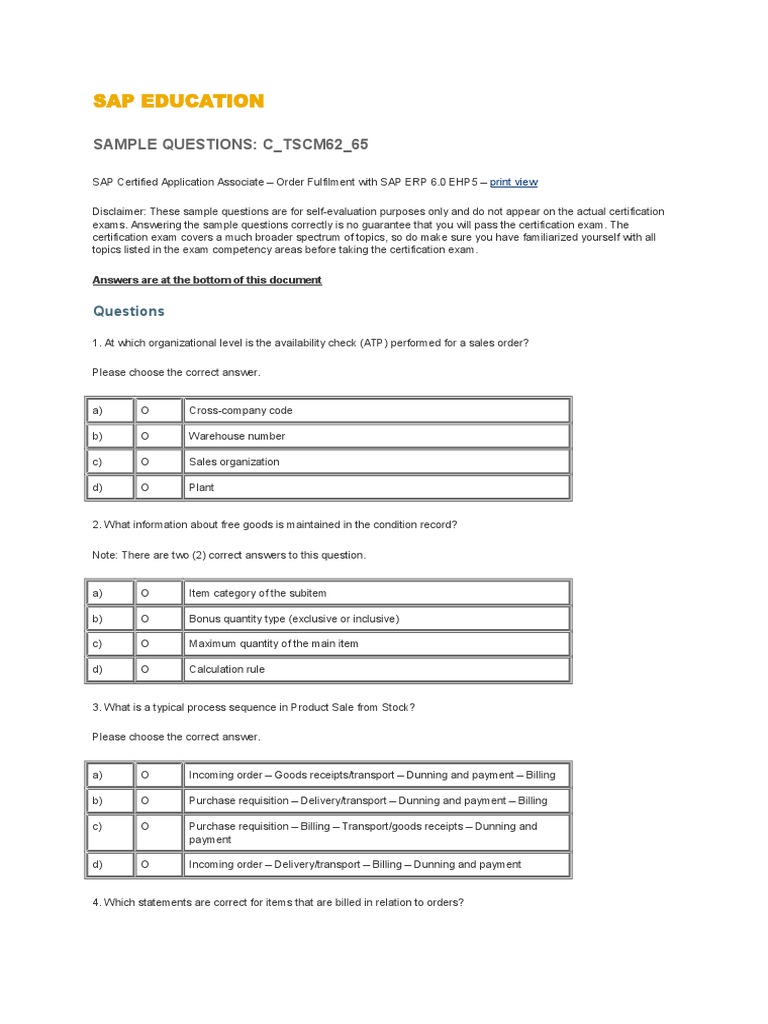 SAP Order Fulfilment Exam Prep | PDF | Invoice | Business