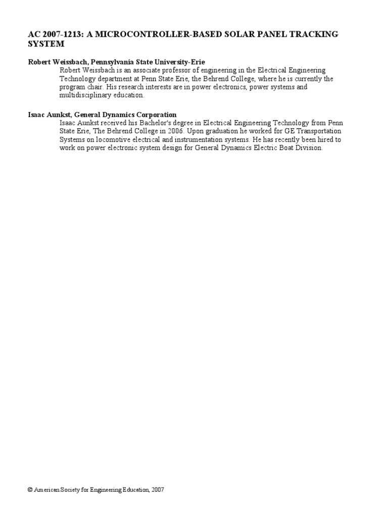 1213 A Micro Controller Based Solar Panel Trac | PDF