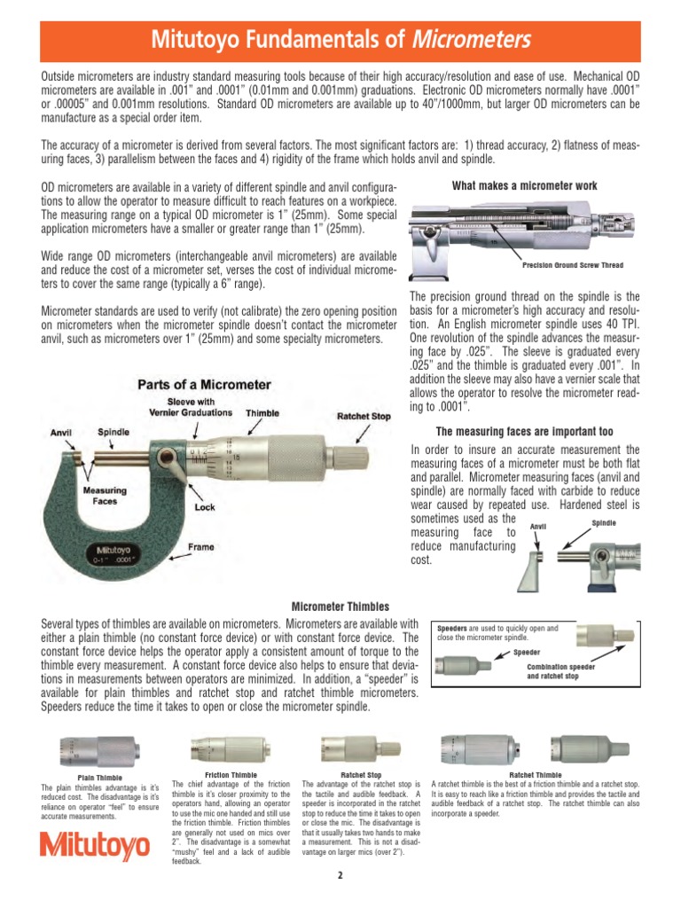 Mitutoyo Fundamentals of Micrometers What Makes A Micrometer Work PDF