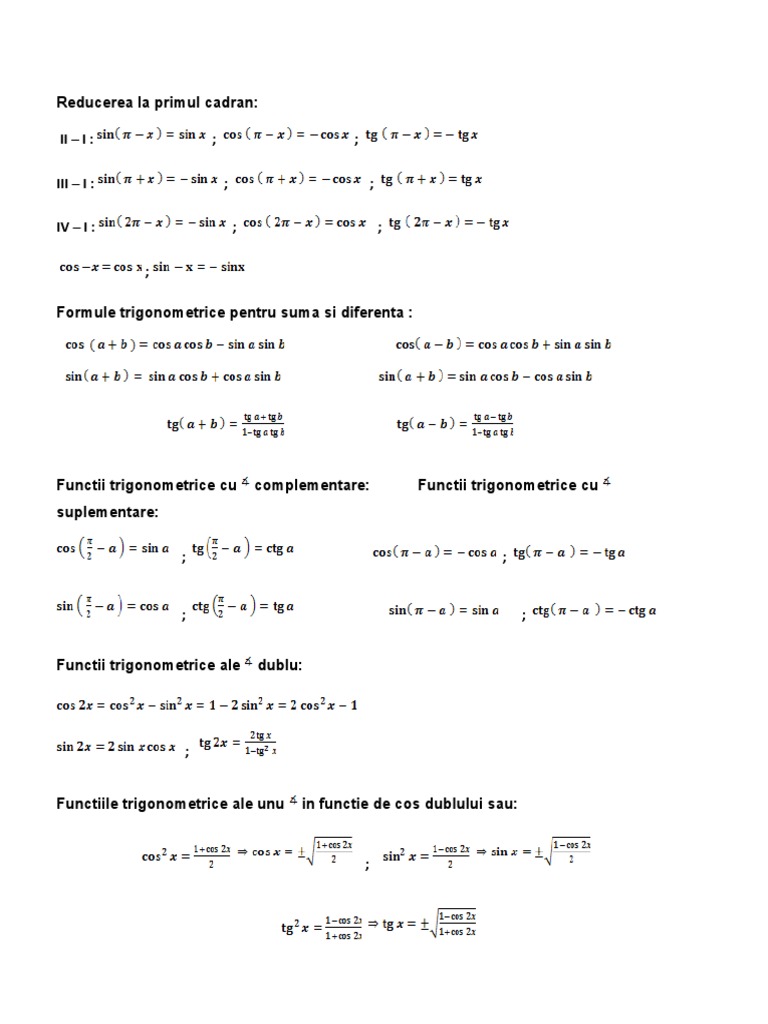 Formule Trigonometrie