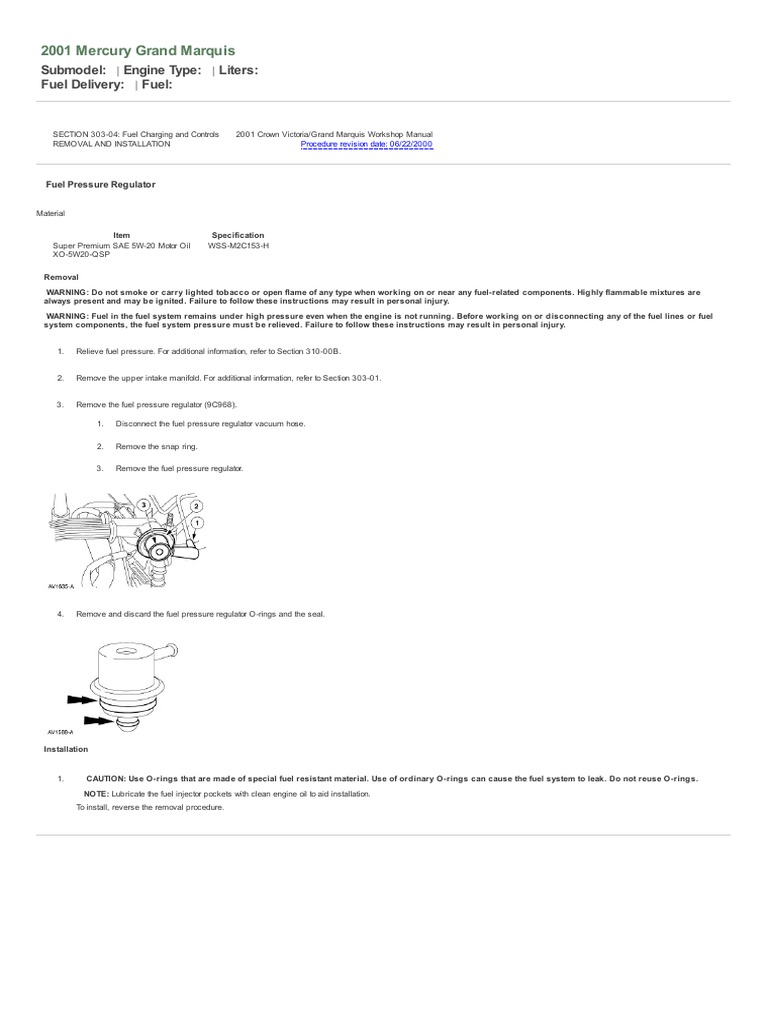 Fuel Pressure Regulator Removal and Installation PDF
