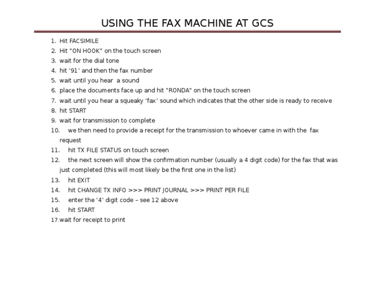 Using The Fax Machine at Gcs | PDF