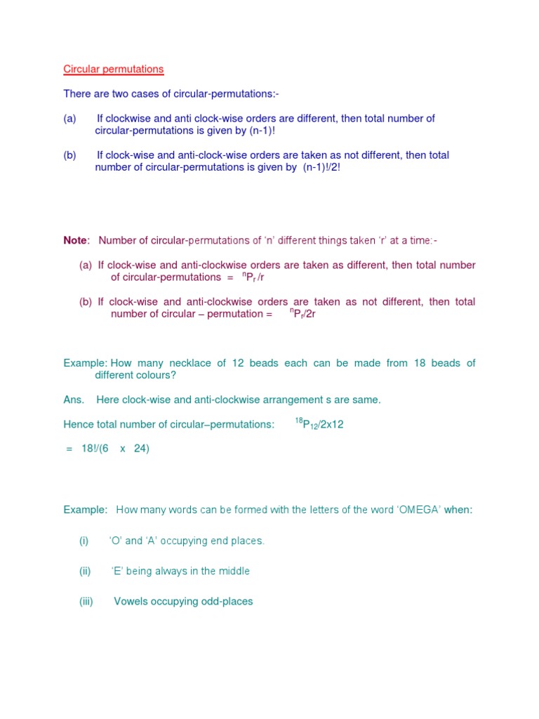 Circular Permutations and Examples | PDF | Fruit | Teaching Mathematics