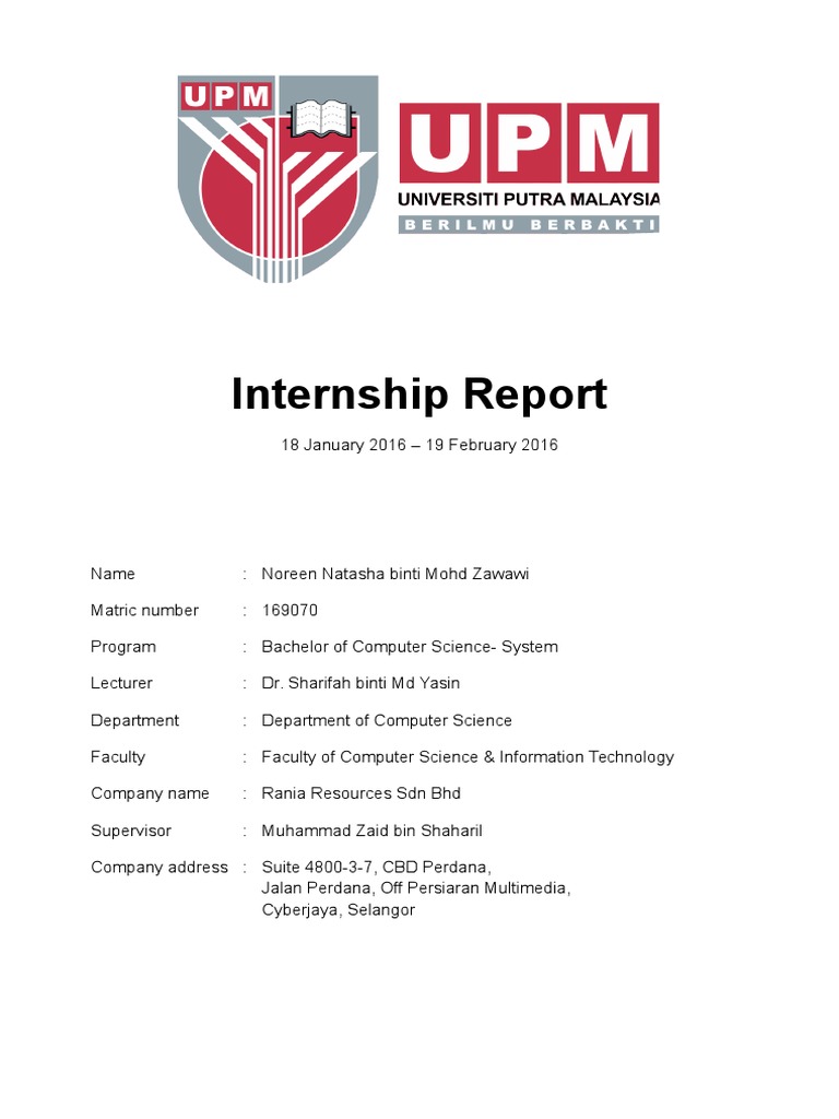 methodology of the internship report