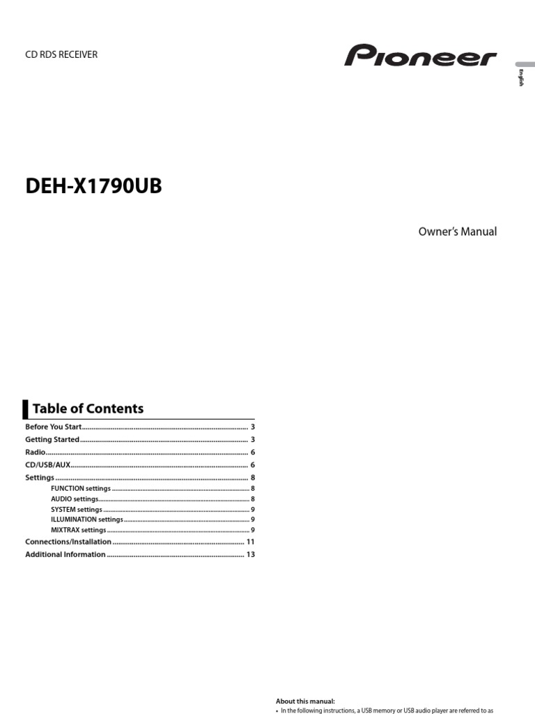 User manual Pioneer MVH-330DAB (English - 151 pages)