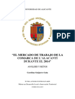 El Mercado de Trabajo de La Comarca de l'Alacantí Durante El 2014