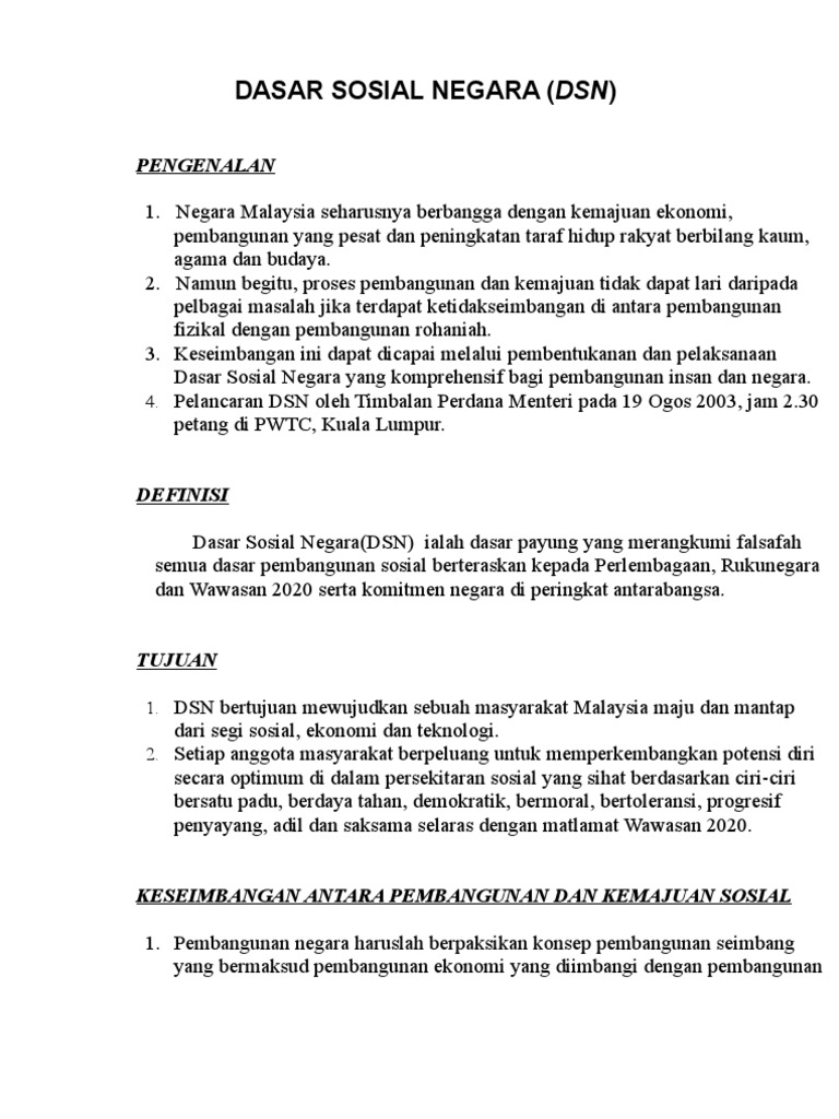 DASAR SOSIAL NEGARA